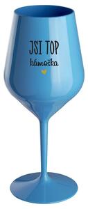 JSI TOP KÁMOŠKA - modrá nerozbitná sklenička na víno 470 ml