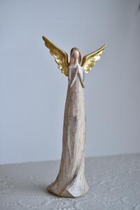 Polyresin anděl 27 cm zlatá křídla
