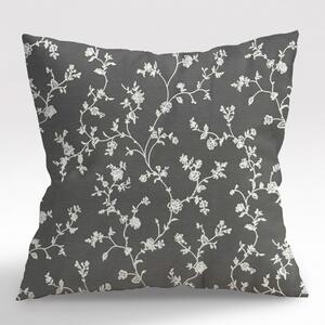 Ervi povlak na polštář bavlněný - Popínavé květiny na šedém