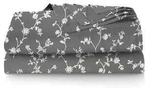 Ervi bavlněné prostěradlo - Popínavé květiny na šedém