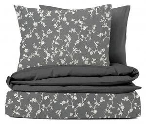 Ervi bavlněné povlečení oboustranné - Popínavé květiny na šedém/šedé