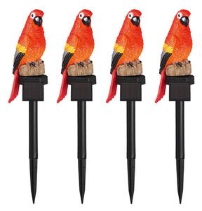 LIVARNO home Sada dekorativních solárních svítidel, 4dílná, červený papoušek (800006492)