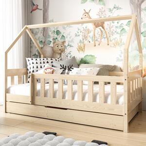 Jednolůžko dětská postel LENA | 80x160 cm | + rošt + zásuvka + matrace | přírodní | UNI PROVEDENÍ