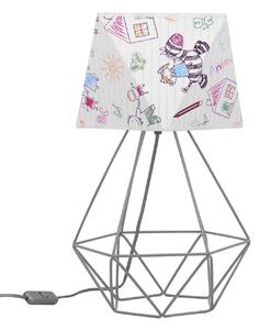 Dětská stolní lampa Diamond, 1x bílé textilní stínítko se vzorem, d