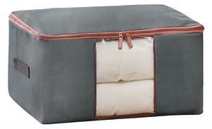Textilní box pro uskladnění ložního prádla a oblečení, šedý PILLOW 50x40x25