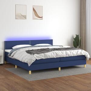 Box spring postel s matrací a LED modrá 200x200 cm textil 3133667