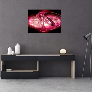 Skleněný obraz růžových fraktálů (70x50 cm)