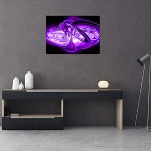 Skleněný obraz fialových fraktálů (70x50 cm)