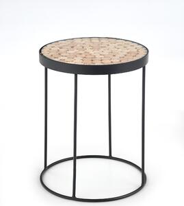 Konferenční stolek NATURAL 2 - černý/skleněný se dřevem z modřínu