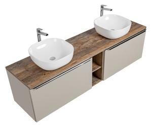 Koupelnová skříňka s umyvadlem a deskou SANTA Fe Taupe DU180/1 | 180 cm