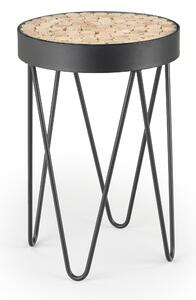 Konferenční stolek NATURAL - černý/skleněný se dřevem z modřínu