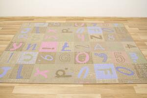 Dětský koberec Blackboard - béžový / růžový