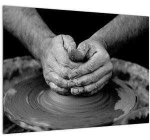 Černobílý obraz - výroba keramiky (70x50 cm)