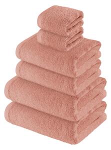 LIVARNO home Sada froté ručníků, 100 % bavlna, 6dílná (růžová) (100367380003)