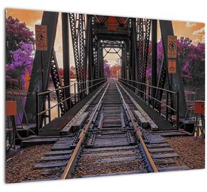 Skleněný obraz železničního mostu (70x50 cm)