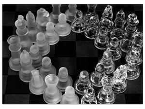 Skleněný obraz - černobílé šachy (70x50 cm)