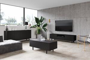 TV stolek Scalia II 190 cm s výklenkem - černý mat / černý podstavec