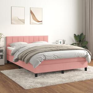 Box spring postel s matrací růžová 140x190 cm samet 3141304