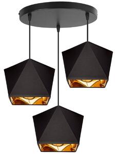 Závěsné svítidlo Diamond Gold, 3x černé/zlaté textilní stínítko