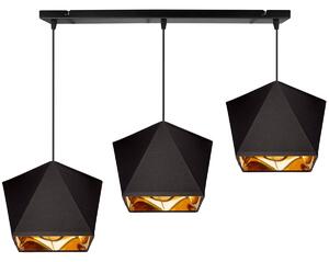 Závěsné svítidlo Diamond Gold, 3x černé/zlaté textilní stínítko