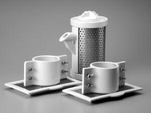 Porcelánová ocelářská čajová souprava design ocel