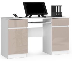 Moderní psací stůl ANNA135, bílý / cappuccino lesk