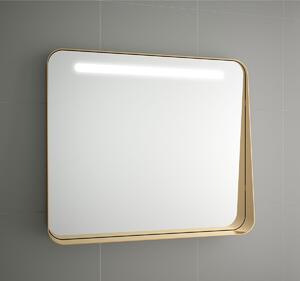 Zrcadlo s LED osvětlením s poličkou Apolo Salgar 80x70 cm zlatá 87856