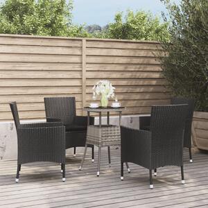 5dílný zahradní bistro set s poduškami černý polyratan 3187427