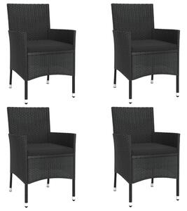 5dílný zahradní bistro set s poduškami černý polyratan