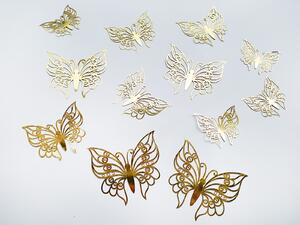 Luxusní 3D motýli na zeď zlatí IV 8 až 12 cm
