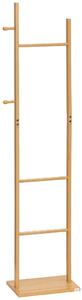 HOMCOM Stojan na kabáty, věšák s 2 háčky, 3 tyčemi, stojan na klobouky a oblečení, pro vstup, chodbu, 36 x 24 x 168 cm, bambus, přírodní | Aosom