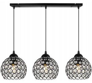 Závěsné svítidlo Crystal, 3x černé křišťálové stínítko