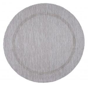 Šňůrkový koberec Relax ramka stříbrný, kruh