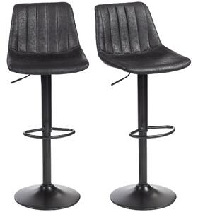 HOMCOM Bar Stools 2-Pack, Padded Metal Frame Bar Chairs with Backrest, Height-Adjustable Kitchen Stools with Footrest, 360° Swivel, Counter Stools for