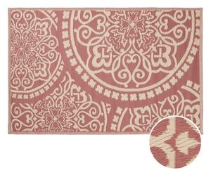 COLOUR CLASH Vnitřní a venkovní koberec květiny 180 x 120 cm - sv. červená/krémová