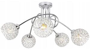 Stropní svítidlo Crystal, 5x stříbrné křišťálové stínítko, ch