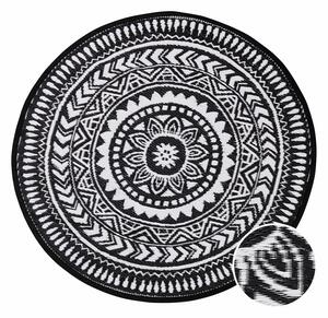 COLOUR CLASH Vnitřní a venkovní koberec květiny 118 cm - černá/bílá