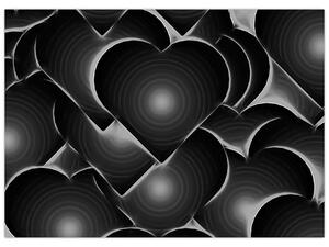 Obraz černo-bílých srdcí (70x50 cm)