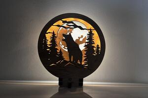 "Vlk a měsíc" lampa 20x22cm provedení povrchu: dub B