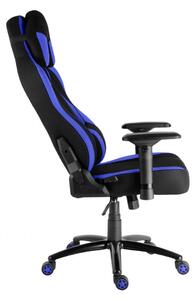Herní židle IRON XL — látka, černá / modrá, nosnost 130 kg
