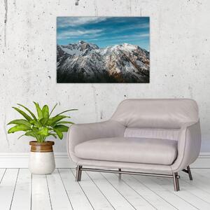Obraz zasněžených vrcholků, Fiordland (70x50 cm)