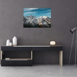 Obraz zasněžených vrcholků, Fiordland (70x50 cm)