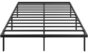 HOMCOM kovový rám postele s úložným prostorem pod postelí, výška 35,5 cm, laťkový rošt, tichý design — bez boxspringu, snadná montáž — 140 × 200 cm, č
