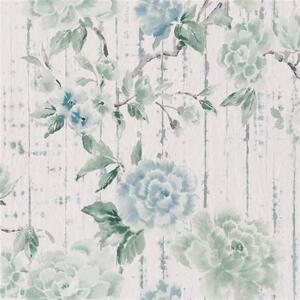 Květovaná tapeta KYOTO FLOWERS Designers Guild Odstín Tapety: Green Blue PDG1158/04