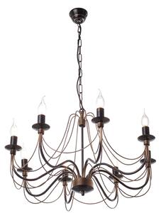 Light for home - Černý klasický lustr na řetězu s zlatou patinou na osm svíčková žárovky. 30308 "Isabella", 8x40W, E14, černá, zlatá
