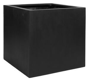 Pottery Pots Venkovní květináč čtvercový Block XL, Black (barva černá), kolekce Natural, kompozit Fiberstone, d 60 cm x š 60 cm x v 60 cm, objem cca 210 l