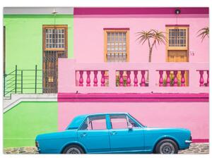 Obraz auta - barevné domy (70x50 cm)