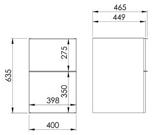 Elita Look, boční závěsná skříňka 40x45x64 cm 2S PDW, bílá matná, ELT-167730