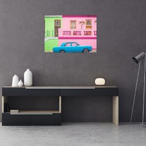 Obraz auta - barevné domy (70x50 cm)