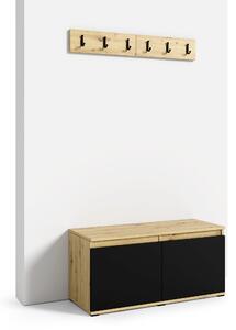 ETapik - Botník s věšákem, 100 cm Barva dřeva: Sonoma/Bílá